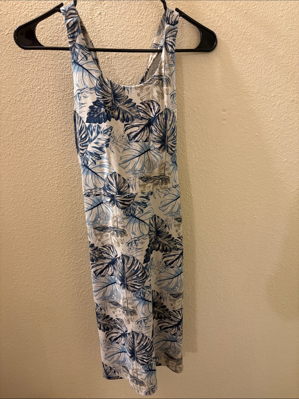 Kyodan Blue and White Tropical Print Tank Dress